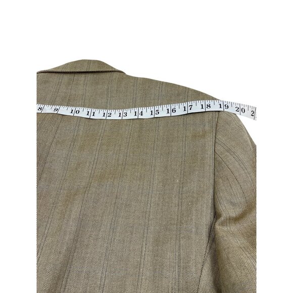 Mens Beige Striped Blazer Jacket 2-Button Single-Breasted Classic Fit Size 42R - Picture 9 of 12